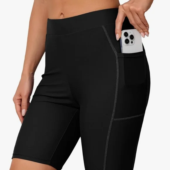 Attraco Black High-Waisted Stretch Swim Shorts/ Board Shorts NWT - Picture 1 of 2